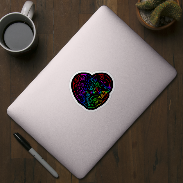 Rainbow You Are Loved Heart by Art by Deborah Camp